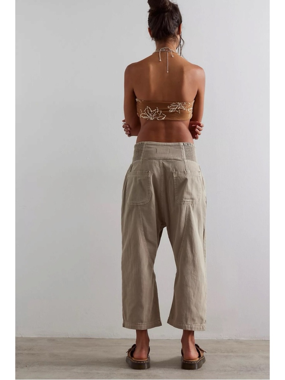 Free People Bohemian Lunan Crop Harem Jeans Savannah Khaki Size XL NWT - Picture 8 of 15
